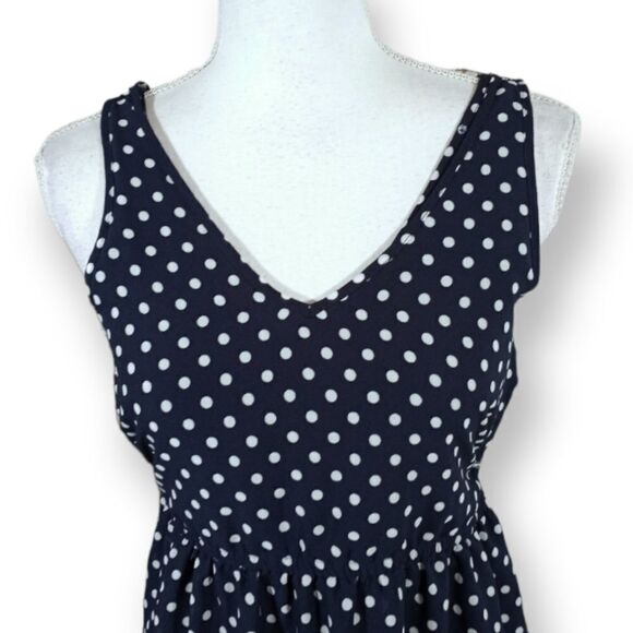 NAVY & WHITE POLKA-DOT DRESS SZ.XS/S EUC - Picture 2 of 4